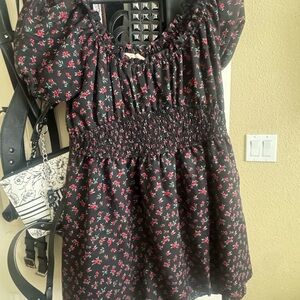 Floral Black and Red Women's Top